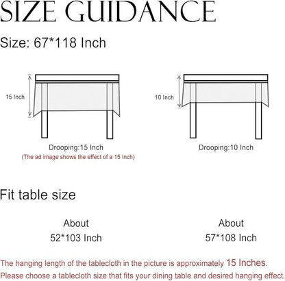 ISAENNE Designer Chinoiserie Linen Floral Extra Long Tablecloth Rectangle,White Wrinkle Resistant Table Cloth,Elegant Decor Tablecloths for Dining Thanksgiving Kitchen Party,67"*118"-Daffy