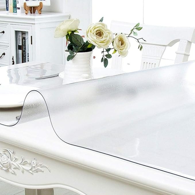 NECAUX Custom 42 x 120 Inch Frosted Table Cover Protector, 1.5mm Thick Wood Grain Transparent Table Pad Non-Slip Tablecloth Plastic Protective Pad for Dining Room Table Conference Table Meeting Table
