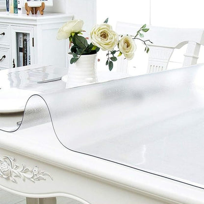 NECAUX Custom 42 x 68 Inch Frosted Table Cover Protector, 1.5mm Thick Plastic Waterproof Heavy Duty Desk Pad Mat Non-Slip Tablecloth Protector for Coffee Table, Dining Room Table, Conference Table