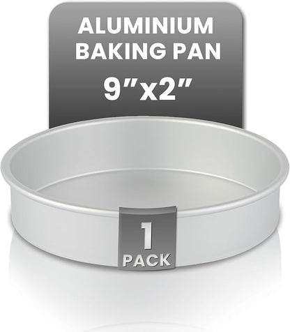 Restaurantware-Met Lux 9 x 2 Inch Straight-Sided Baking Tin, 1 Round Cake Pan - Oven-Ready, Freezable, Anodized Aluminum Round Baking Pan, Greaseproof, For Layer Birthday Cake