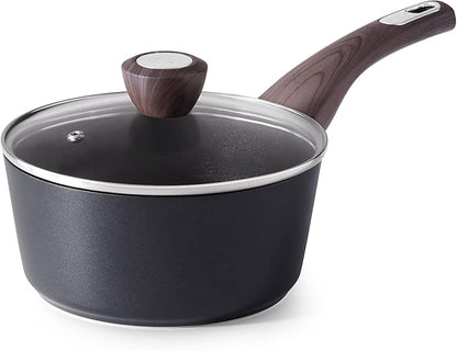 SENSARTE Nonstick Sauce Pan with Lid, 1.5 Quart Small Saucepan, Multipurpose Cooking Pot with Stay Cool Handle, Non toxic Kitchen Sauce Pot, Non stick Saucier Pan, Induction Comptable, PFOA Free