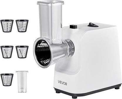 VEVOR Electric Cheese Grater Salad Maker, 200W Salad Shooter, Electric Vegetable Slicer Shredder Chopper for Fruits with 5 Attachments, Stainless Steel Food Cutter for Vegetables, and Cheeses