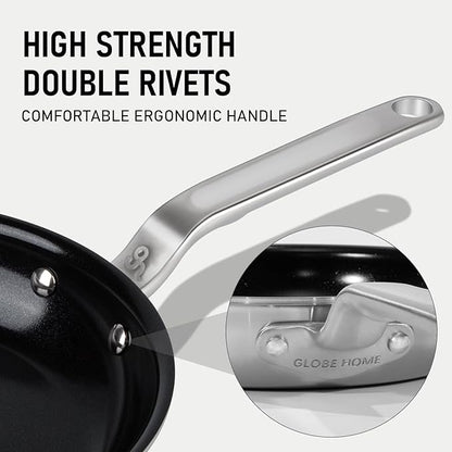 8 Inch Ceramic Non Stick Frying Pans - 5 Ply Stainless Clad Nonstick Skillet, Professional Cookware for Induction, All Stoves and Oven