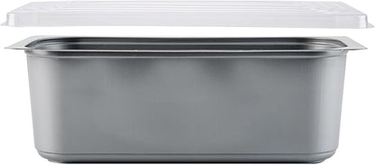 Restaurantware-RW Base 5 Quarts Ice Cream Containers, 100 Rectangle Disposable Containers - Durable, With Clear Lid, Black Plastic Box, For Ice Creams, For Cafes
