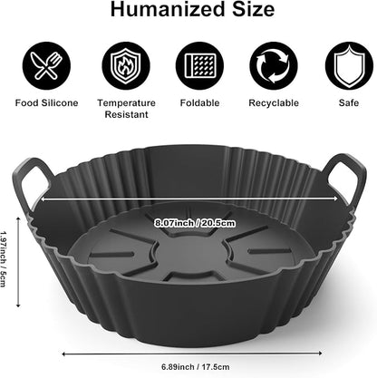 Round Silicone Air Fryer Liners 3Pack, Ninja AF101 & AF161 Silicone Liners for 4-5.3QT, Reusable Air Fryer Accessories Food Grade Liners, Compatible with Ninja, COSORI, Tefal, Bear, Chefman