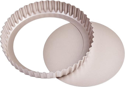 8-Inch Non-Stick Round Tart Pan with Removable Loose Bottom, Quiche Pan for Oven Baking (Champagne Gold)