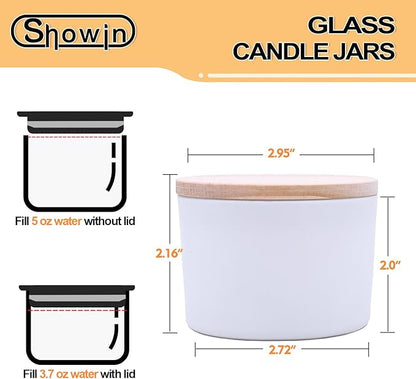 SHOWIN Thick Candle Jars for Making Candles 16 Pcs, 4 OZ Empty Jars with Wood Lids for Candle Making, Sample Container - Dishwasher Safe,Matte White