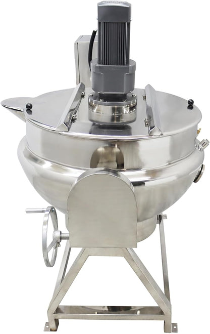 TECHTONGDA 54gallon Commercial Electric Cooking Machine Tilting Jacketed Pot Heating Kettle Stainless Steel with Stirrer 220V