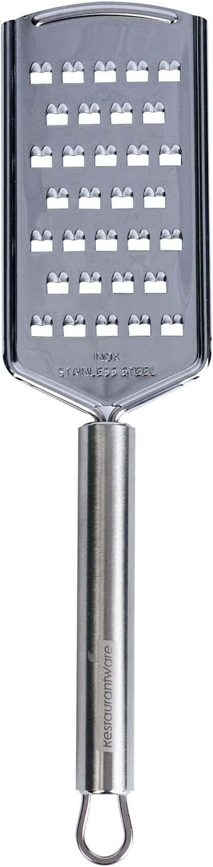 Restaurantware-German Standard Coarse Handheld Grater, 1 Flat Cheese Grater - Dishwashable, Durable, Stainless Steel, With Handle, Suitable For Potato, Carrot, Hard Cheese, And, More