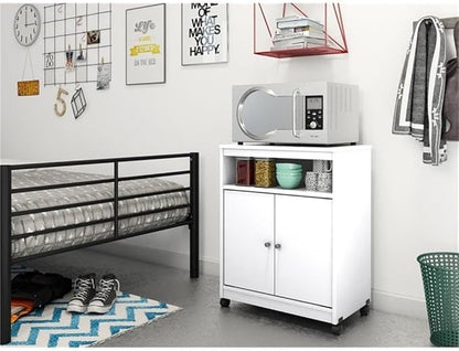 Ameriwood Home Good to Go Landry Microwave Cart, White