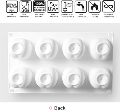 OCPO KITCHEN Cherry Silicone Mold for Baking Mousse Cake, Fruit French Dessert, Pastry, Chocolate, Cupcake, Ice Cream Mould, Cake Decoration Mold, 3D Cherry Shape (8-Cavity)