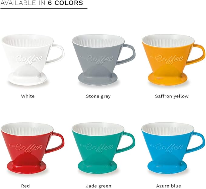 Creano XXL Porcelain Coffee Dripper Green - Ceramic Cone Brewer - Pour Over Coffee Maker - Filter Size 4 - huge and heavy quality 800gr/28oz - 6 Colours availeble