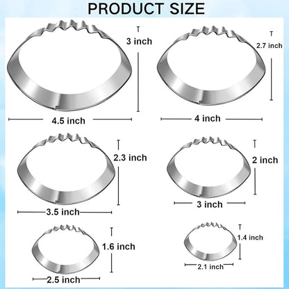 Football Cookie Cutter Set-6 Piece-4.5" 4.0" 3.5" 3.0" 2.5" 2"-Dishwasher Safe-Sports Cookie Cutters Bread and Fondant Baking Molds for Party