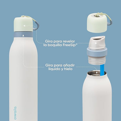 Owala FreeSip Twist Insulated Stainless Steel Water Bottle with Straw for Sports and Travel, BPA-Free, 24-oz, Green/White (Iced Breeze)