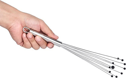 Restaurantware-German Standard 12.6 Inch Ball Whisk, 24 Kitchen Whisks With Silicone Balls - Ergonomic Handle, Dishwashable, Stainless Steel Manual Egg Beater, Durable, For Whisking, Stirring, Mixing