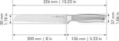 HENCKELS Modernist Razor-Sharp 8-inch Bread Knife, Cake Knife, German Engineered Informed by 100+ Years of Mastery, Gray
