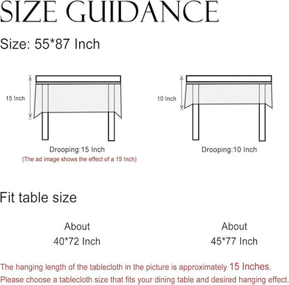 ISAENNE Designer Green Linen Tablecloth Rectangular,Floral French Country Indoor Table Cloth,Stain Resistant Home Decor Tablecloths for Dining Kitchen Thanksgiving Party,55"*87"-Brune