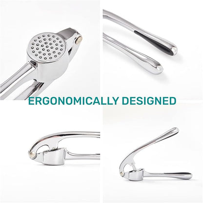 Garlic Press, Premium Rust Proof Kitchen Garlic Mincer Crusher Squeezer with Ergonomic handle, Ginger Crusher with Good Grip, Easy to Clean, Dishwasher Safe