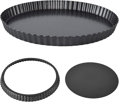 Tart Pan with Removable Bottom, Non Stick Quiche Baking Dish, Large Fluted Quiche Pan for Baking, 13 Inch