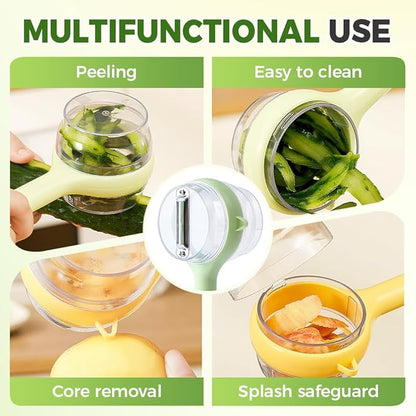 3 in 1 Peeler with Container, 2025 New Stainless Steel Peelers with Container with Handle Fruit Knife, Multifunctional Vegetable Peelers for Home Kitchen (Yellow)