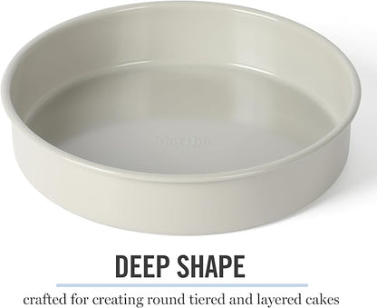 Martha Stewart Gallen 8 Inch Round Nonstick Carbon Steel Cake/Bake Pan - Cool Grey (Pack of 6)