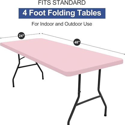 homing Rectangle Table Cloth Cover, Waterproof Polyester Elastic Fitted Tablecloth, Fits for 4 Foot Folding Tables, Washable Table Protector for Picnic, Camping, Outdoor (Pink, 24" x 48")