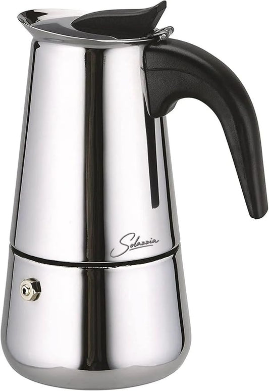 Coffee Maker 9 Cup Moka Pot Stainless Steel Percolator coffee pot Espresso Maker, Compatible with Gas, Electric, Ceramic, and Induction stovetops(15 fl oz/450 ml)
