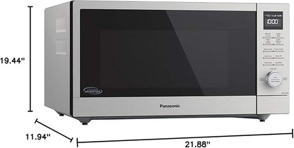 Panasonic NN-SD78LS 1.6 cu.ft Cyclonic Inverter Countertop Microwave Oven 1250Watt Power with Genius Sensor Cooking, cft, 19.44"D x 21.88"W x 11.94"H,Stainless Steel