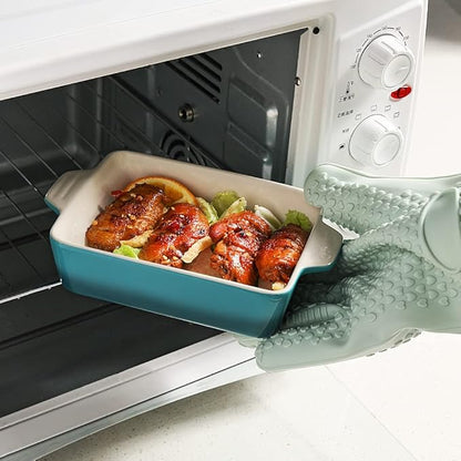 Sweejar Ceramic Baking Dish, Rectangular Small Baking Pan with Double Handles, 20 Oz for Cooking, Brownie, Kitchen, 6.5 x 4.9 x 1.8 Inches (Gradient Blue)