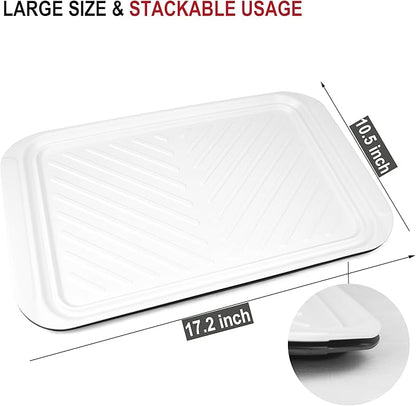 Grilling Prep and Serve Trays, BBQ Tray for Raw and Cooked Food, Melamine Serving Platter for Food, Set of 2, Black and White, Napkin and Cleaning Clothes Included