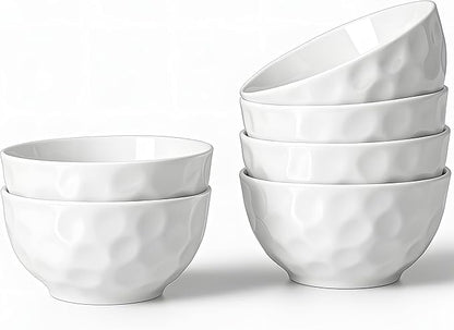 Porcelain Soup Bowls, 4.5 Inch Ice Cream Bowl, Kitchen Bowl Set, Fruit Bowls, Microwave and Dishwasher Safe, Set of 6