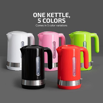 OVENTE 1.8L Electric Kettle, 1500W Fast Boiling Heater for Coffee or Tea, BPA Free, Easy to Fill Lid, Water Level Window, Auto Shut-Off, Boil-Dry Protection and Removable Filter, Pink KP413P