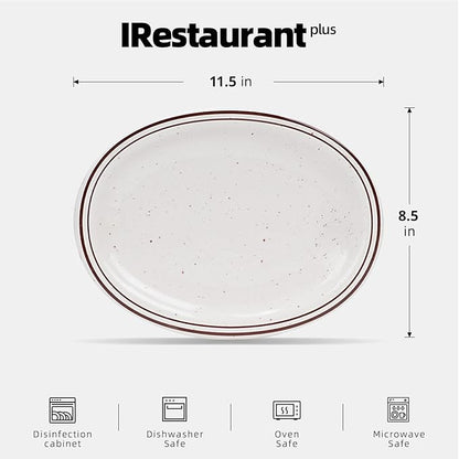 Stoneware Narrow Rim Commercial Grade Dinnerware (Brown Speckle, Platter 11.5" x 8.5")