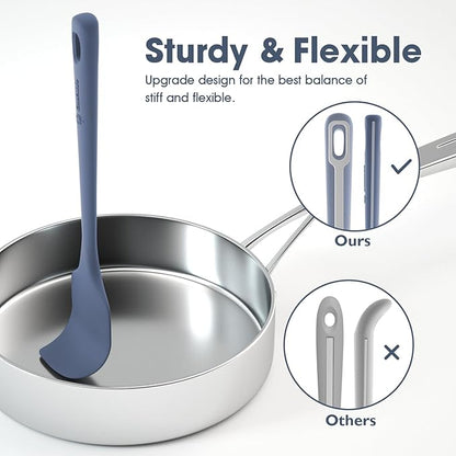 4 Pieces Silicone Spatula Set, Food Grade Rubber Spatula, Upgrade Strong Handle with Ergonomic Grip, Heat Resistant for Nonstick Cookware, Cooking