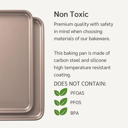 HAPPIELS Nonstick Non-Toxic 18-inch Half Baking Sheet 2-Pack | Premium Extra Thick Sheet Pan | Warp Resistant Large Cookie Sheet