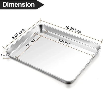 Baking Sheet Cookie Sheet Set of 2, Umite Chef Stainless Steel Baking Pans Tray Professional 10.39x8.07x1inch, Non Toxic & Healthy, Mirror Finish & Rust Free, Easy Clean & Dishwasher Safe