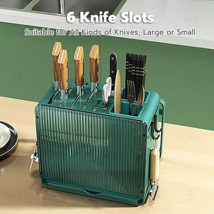 Knife Holder Organizer Stainless Steel Rack This multifunctional kitchen storage rack with Utensil (black)
