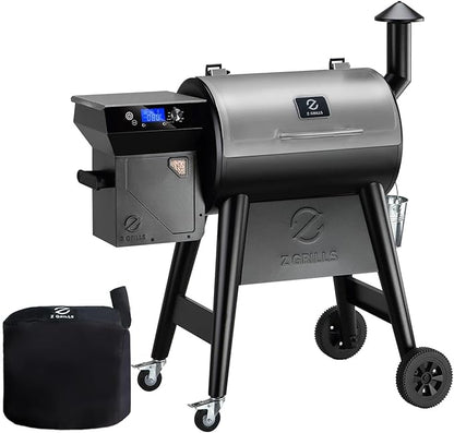 Z GRILLS Wood Pellet Grill Smoker with PID 3.0 Controller, 459 SQ.IN, 450°F Max Temperature, 8 in-1 BBQ Grill, LCD Screen, Meat Probes, Rain Cover, Backyard Camping Bake and Roast, 450E