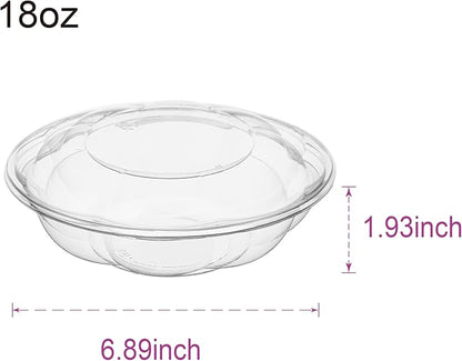 [18 oz. 150 Sets Clear Plastic Salad Bowls with Airtight Lids Disposable To Go Mixing Containers Serving for Fruit, Quinoa, Lunch and Meal Prep