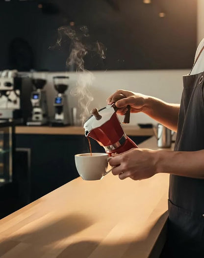AGOGO Milano Moka Pot, Stovetop Espresso Maker, Greca, Coffee Percolator, Turkish Coffee Maker with Paper Filter 6 Cup Red