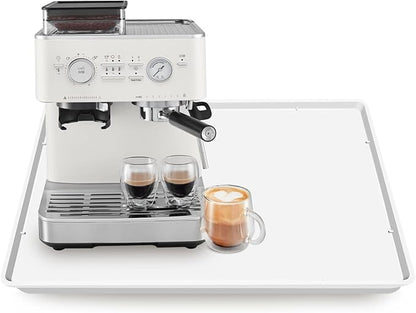 TOHONFOO Silicone Coffee Maker Mat with Lip, 19.7'' x 15'' Heavy Duty Coffee Maker Mat for Countertops, Coffee Tray Fit Under Coffee Machine Appliance Automatic Machines Espresso Accessory, White