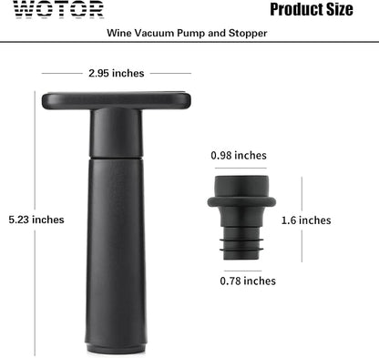 WOTOR Wine Saver Vacuum Pump with 20 Stoppers, Wine Stopper & Preserver, Reusable Bottle Sealer Keeps Fresh, Ideal Accessories Gift (Flat Handle)