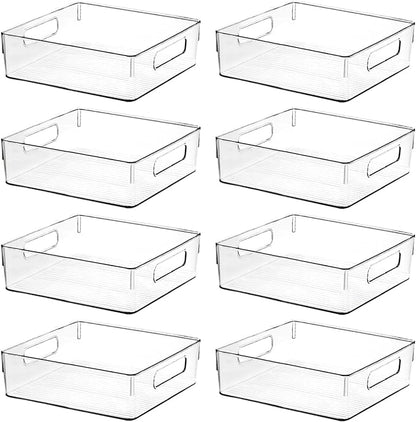 Clear Plastic Storage Bins, Home Bathroom Laundry Room Freezer Refrigerator Pantry Organizers and Storage Containers Fridge Organizer Bins Kitchen Organization Cabinet Medicine Bin for organizing