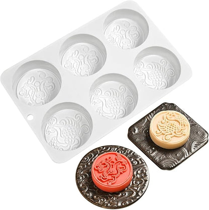 TUKE Silicone Mold Dragon and Phoenix Non-Stick Food Grade Silicone Molds for Chocolate, Candy, Jelly, Ice Cube, Cupcake Baking Mould, Muffin Pan (Dragon Phoenix G)