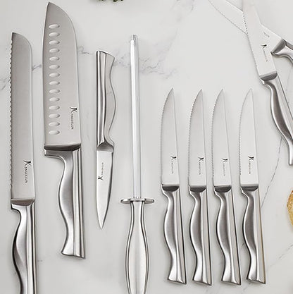 15 PCS Kitchen Knife Set with Non-Slip Handle, Ultra Sharp High Carbon Stainless Steel