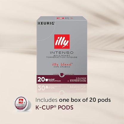Illy Coffee K Cups - Pods For Keurig Machines – Intenso Dark Roast – Notes of Cocoa & Dried Fruit - Bold, Flavorful & Full-Bodied Flavor - No Preservatives – 20 Count