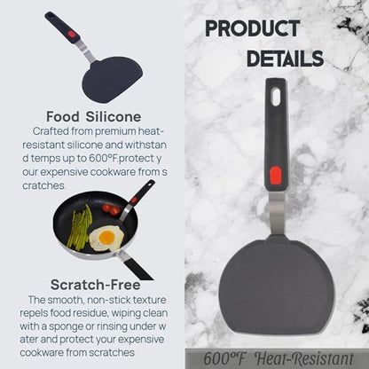 Silicone Spatula, Heat Resistant Food Grade Silicone Spatulas for Nonstick Cookware, Dishwasher Safe Kitchen Utensils BPA Free Rubber Spatula for Egg, Pancake, Fish, Burger