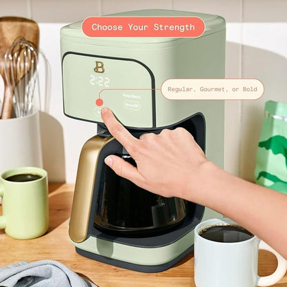 Beautiful 12-Cup Programmable Coffee Maker – Auto Brew, Digital Timer, Glass Carafe (Sage Green)