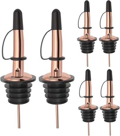 Pafusen 6 Pack Liquor Bottle Pourers, Liquor Pour Spout for Liquor Bottles, Stainless Steel Olive oil Dispenser Spout, Alcohol Pourer Dust Caps Covers Fixed, Rose Gold