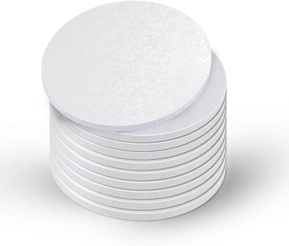 10-Pack Round White Cake Drum Board 12 Inch Sturdy 1/2 Inch Thick Full Wrap Edge Cake Base for Heavy Tiered Cakes(12" White)